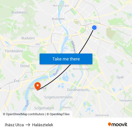 Ihász Utca to Halásztelek map