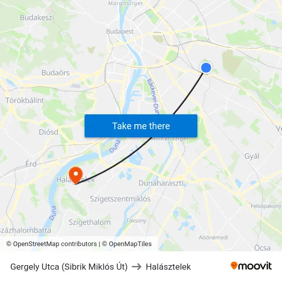 Gergely Utca (Sibrik Miklós Út) to Halásztelek map