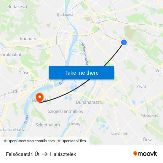 Felsőcsatári Út to Halásztelek map