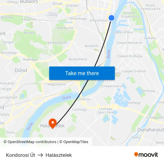Kondorosi Út to Halásztelek map