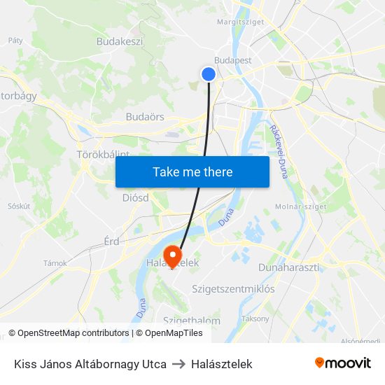 Kiss János Altábornagy Utca to Halásztelek map