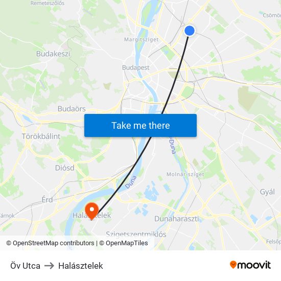 Öv Utca to Halásztelek map