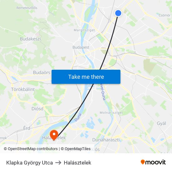 Klapka György Utca to Halásztelek map