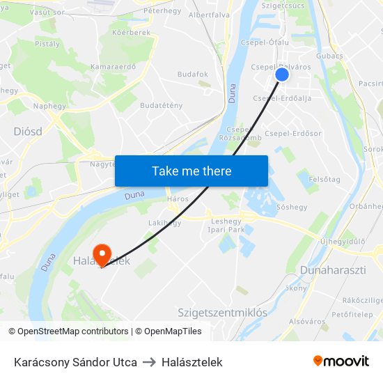 Karácsony Sándor Utca to Halásztelek map