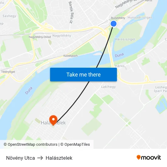 Növény Utca to Halásztelek map