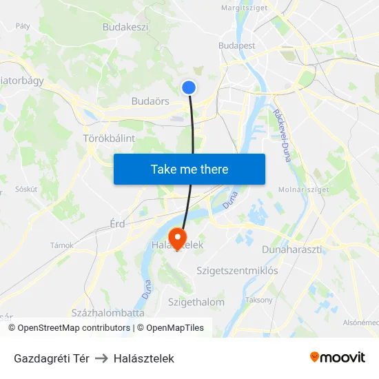 Gazdagréti Tér to Halásztelek map