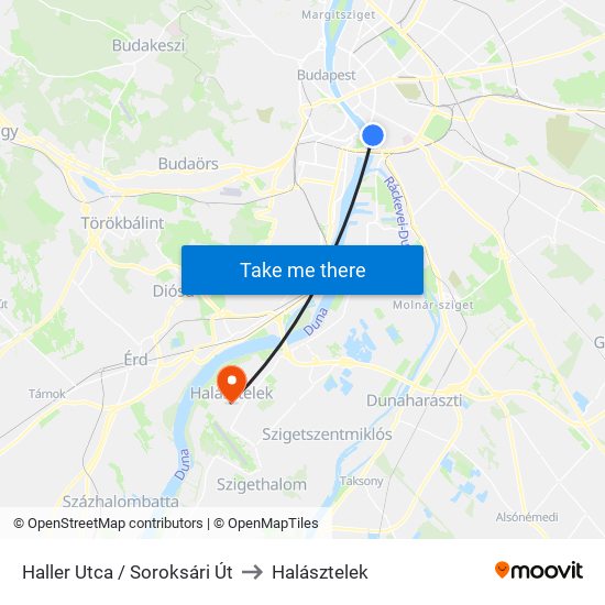 Haller Utca / Soroksári Út to Halásztelek map