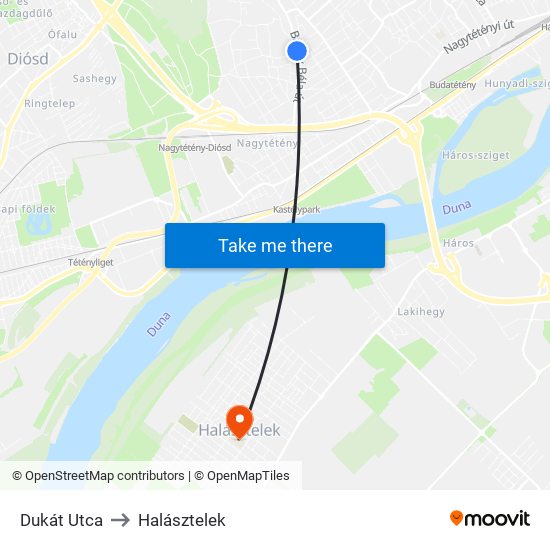 Dukát Utca to Halásztelek map