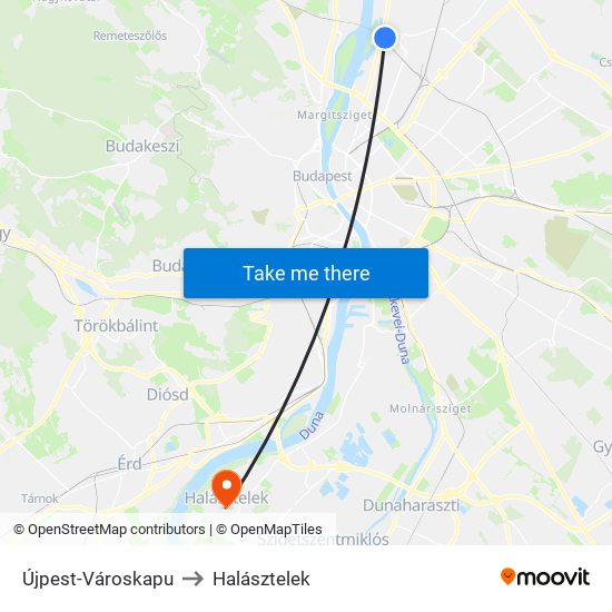 Újpest-Városkapu to Halásztelek map