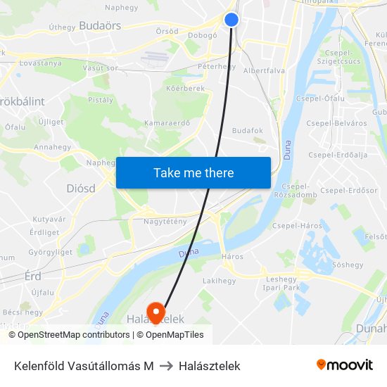 Kelenföld Vasútállomás M to Halásztelek map