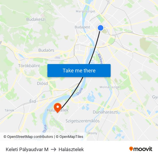 Keleti Pályaudvar M to Halásztelek map