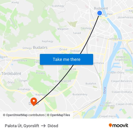 Palota Út, Gyorslift to Diósd map