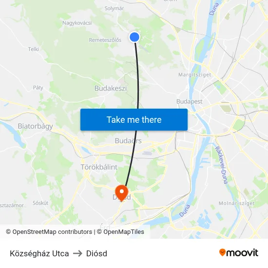 Községház Utca to Diósd map