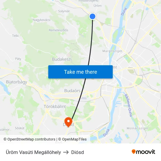 Üröm Vasúti Megállóhely to Diósd map