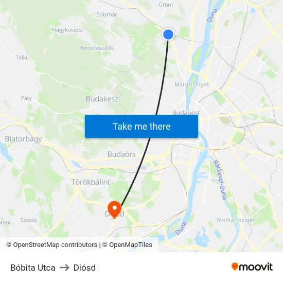 Bóbita Utca to Diósd map