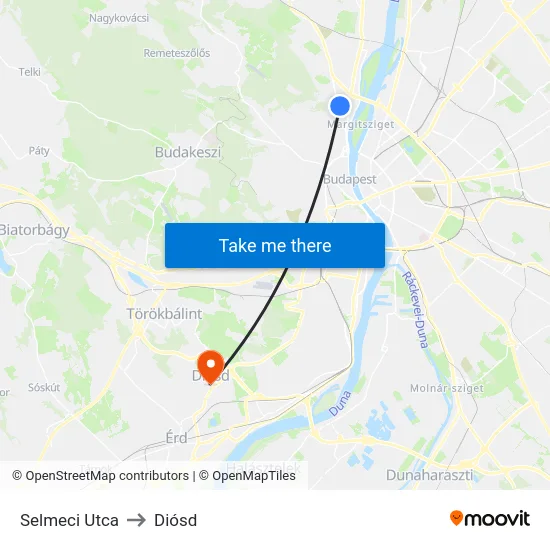 Selmeci Utca to Diósd map