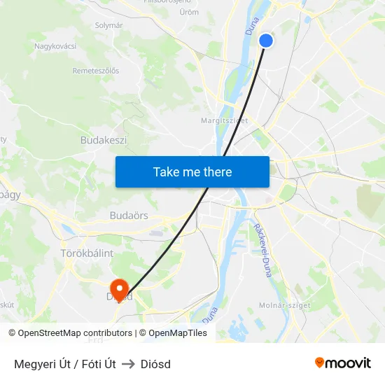 Megyeri Út / Fóti Út to Diósd map
