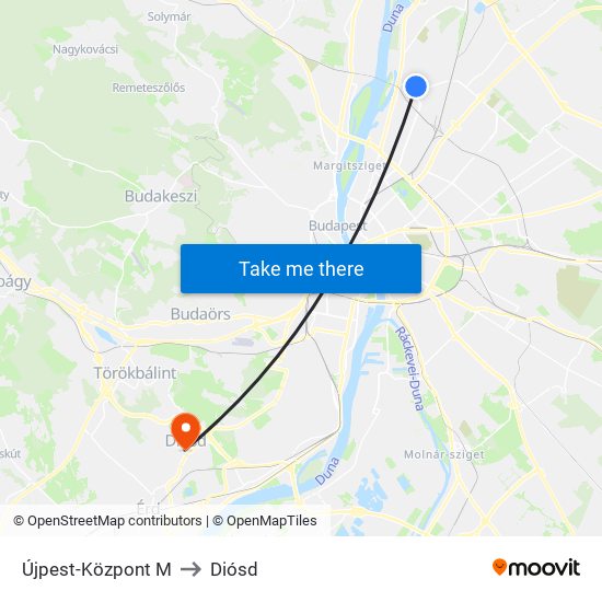 Újpest-Központ M to Diósd map
