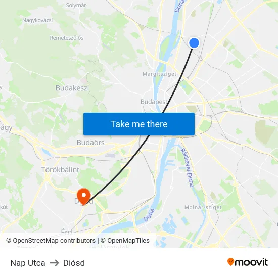 Nap Utca to Diósd map