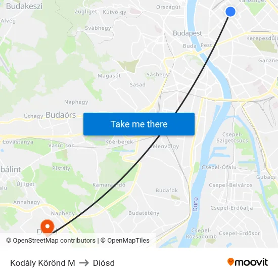 Kodály Körönd M to Diósd map