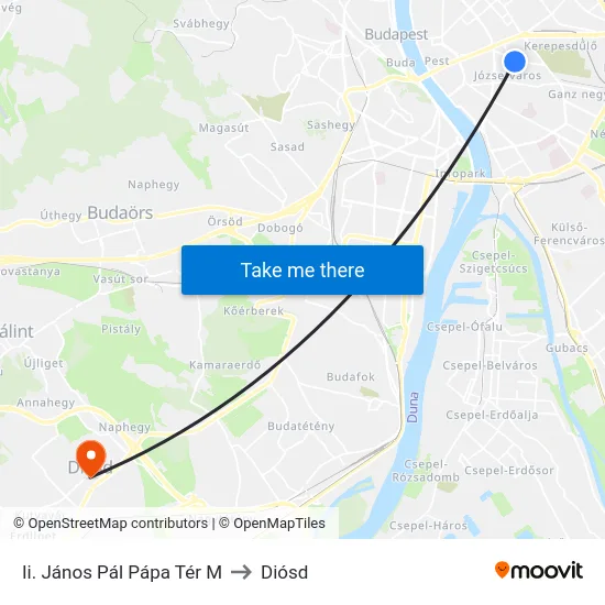 Ii. János Pál Pápa Tér M to Diósd map