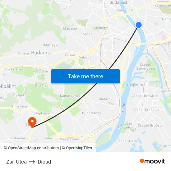 Zsil Utca to Diósd map