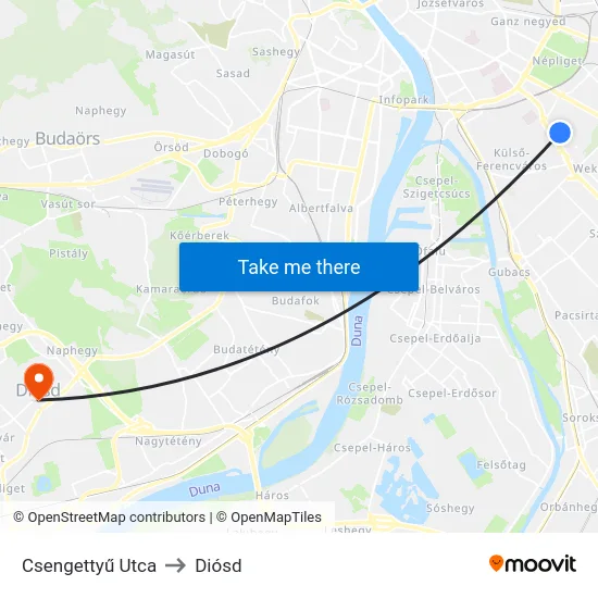 Csengettyű Utca to Diósd map