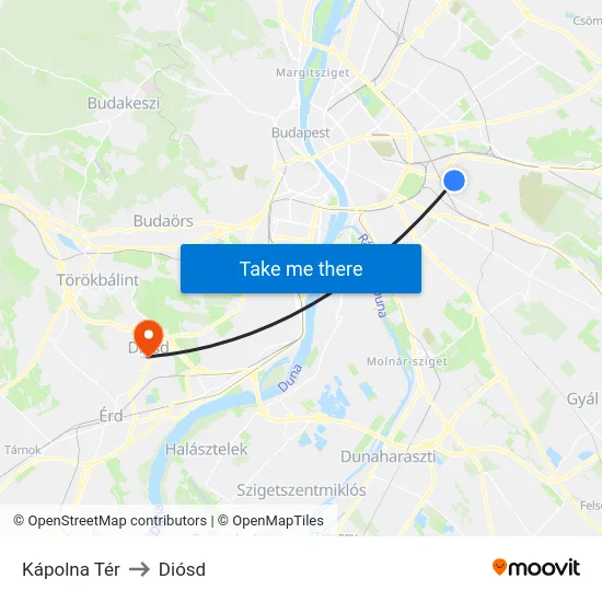 Kápolna Tér to Diósd map