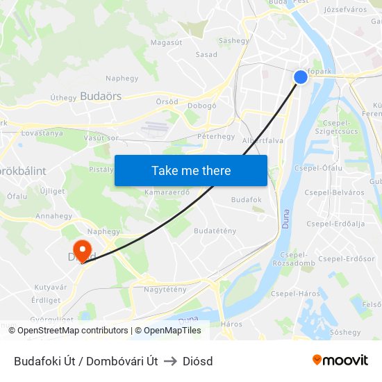 Budafoki Út / Dombóvári Út to Diósd map