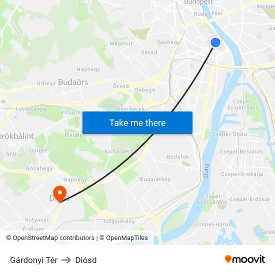 Gárdonyi Tér to Diósd map