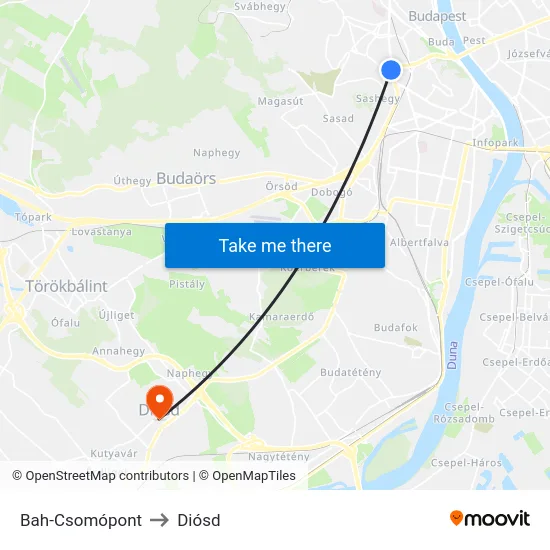 Bah-Csomópont to Diósd map