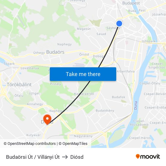 Budaörsi Út / Villányi Út to Diósd map