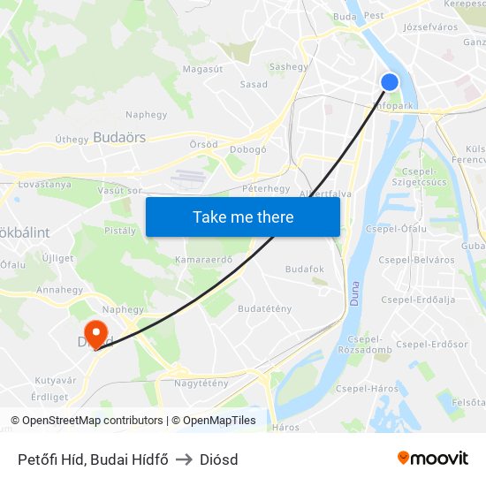 Petőfi Híd, Budai Hídfő to Diósd map