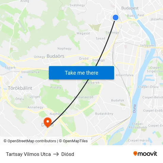 Tartsay Vilmos Utca to Diósd map