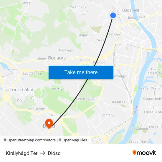 Királyhágó Tér to Diósd map