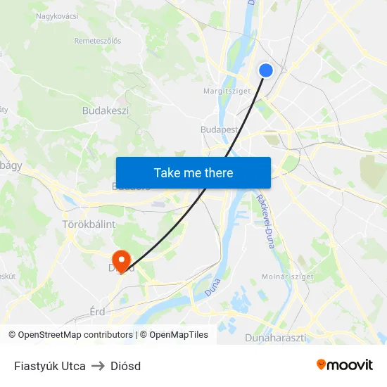 Fiastyúk Utca to Diósd map