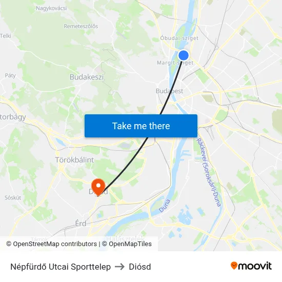 Népfürdő Utcai Sporttelep to Diósd map