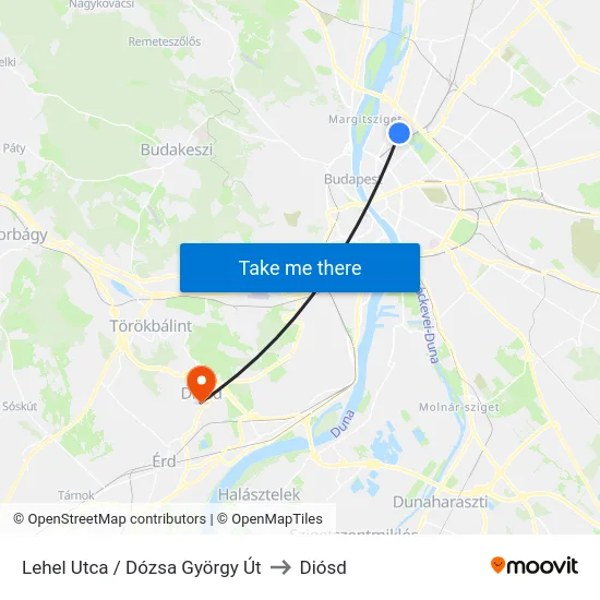 Lehel Utca / Dózsa György Út to Diósd map