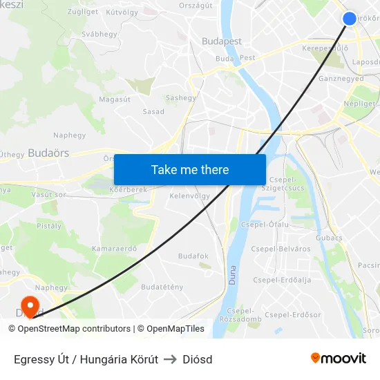 Egressy Út / Hungária Körút to Diósd map