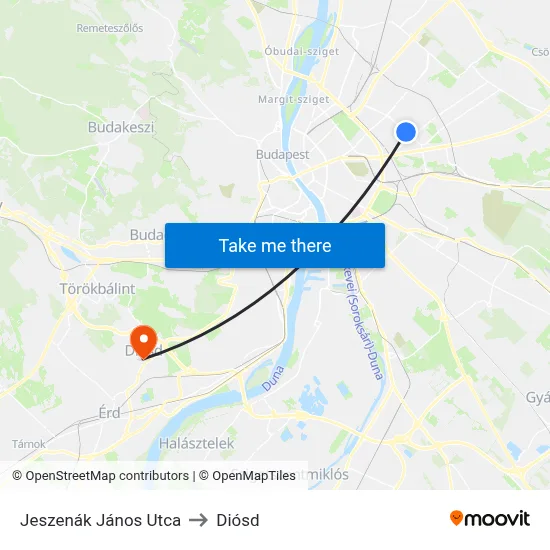 Jeszenák János Utca to Diósd map