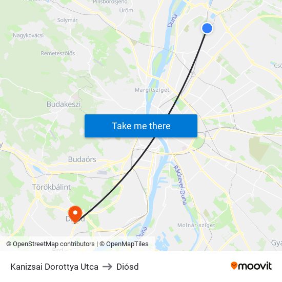 Kanizsai Dorottya Utca to Diósd map