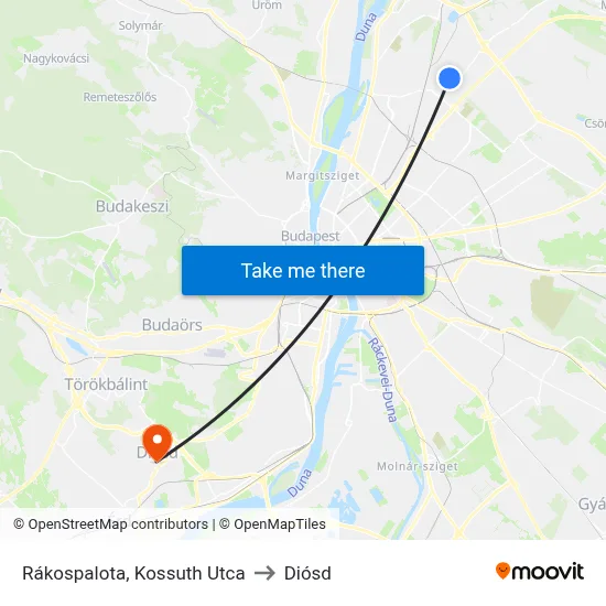 Rákospalota, Kossuth Utca to Diósd map
