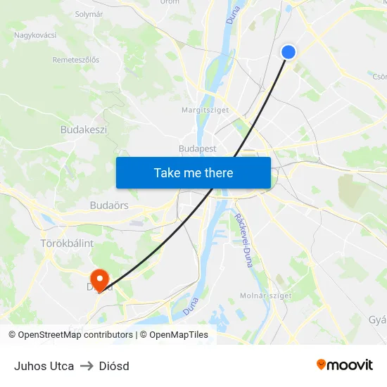 Juhos Utca to Diósd map