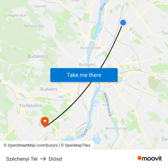 Széchenyi Tér to Diósd map