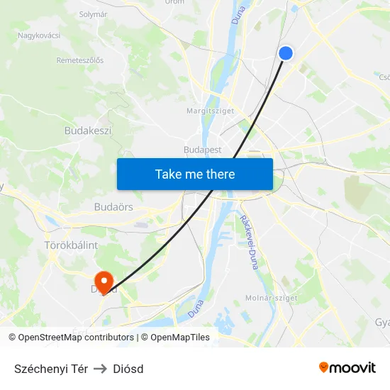 Széchenyi Tér to Diósd map