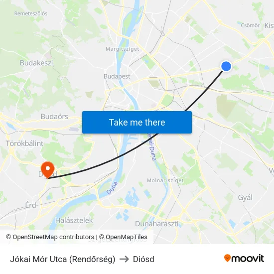 Jókai Mór Utca (Rendőrség) to Diósd map