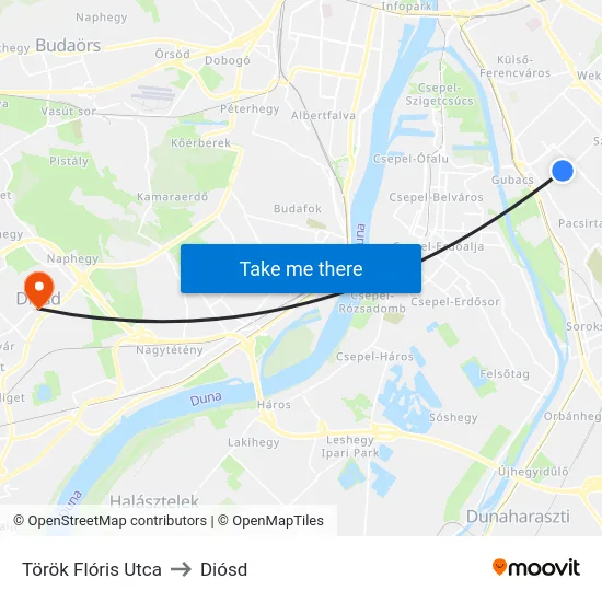 Török Flóris Utca to Diósd map