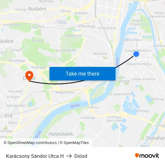 Karácsony Sándor Utca H to Diósd map