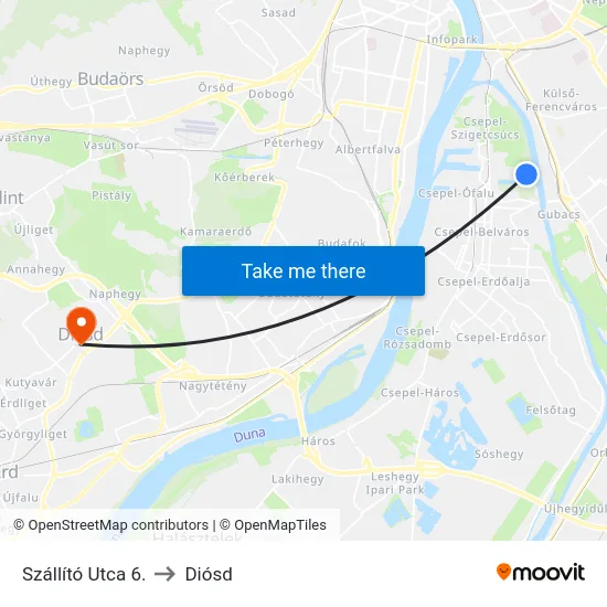 Szállító Utca 6. to Diósd map