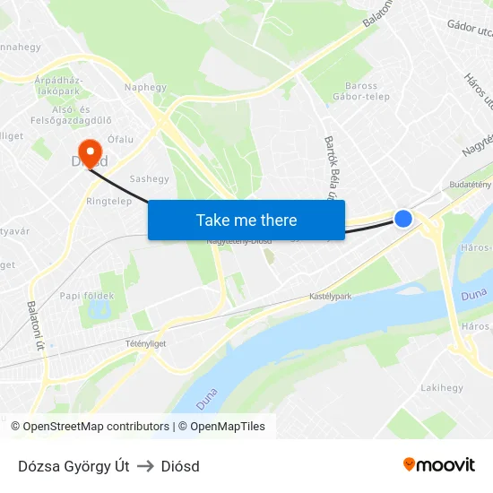 Dózsa György Út to Diósd map